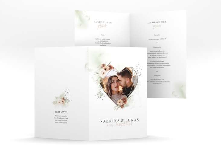 Menükarte Hochzeit Odeur A5 Klappkarte hoch silber