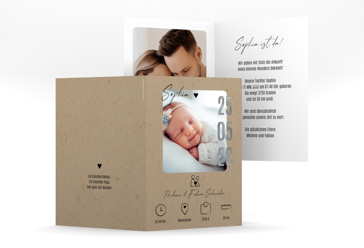 Geburtskarte Erster Blick A6 Klappkarte hoch silber