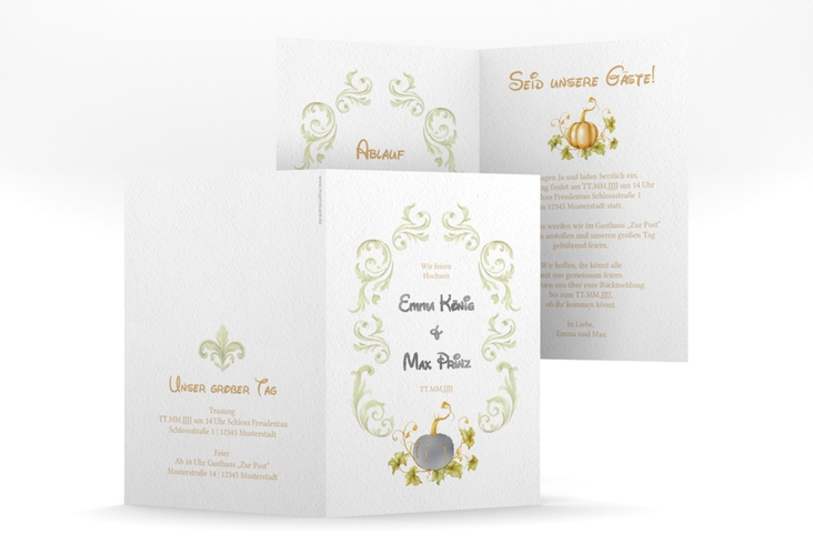 Einladungskarte Hochzeit Märchenhaft A6 Klappkarte hoch silber