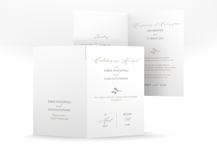 Einladungskarte Hochzeit Plain A6 Klappkarte hoch silber