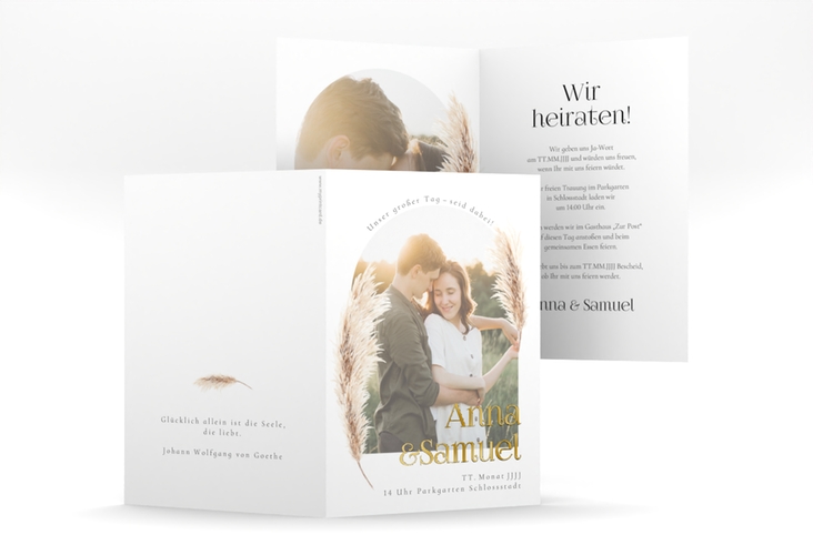 Einladungskarte Hochzeit Boholove A6 Klappkarte hoch gold