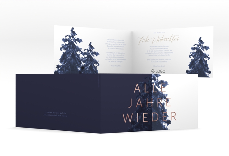 Geschäftliche Weihnachtskarte Every Year lange Klappkarte quer rosegold
