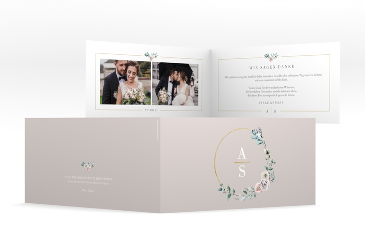 Dankeskarte Hochzeit Symphonie lange Klappkarte quer gold