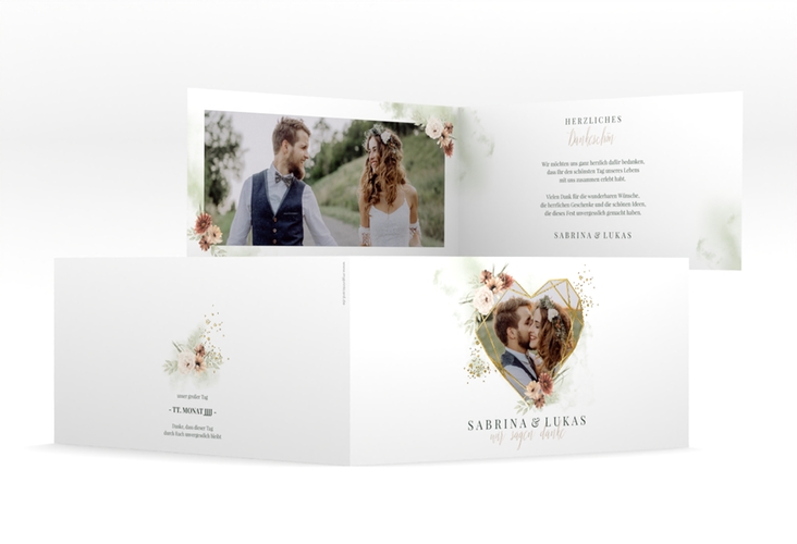 Dankeskarte Hochzeit Odeur lange Klappkarte quer gold