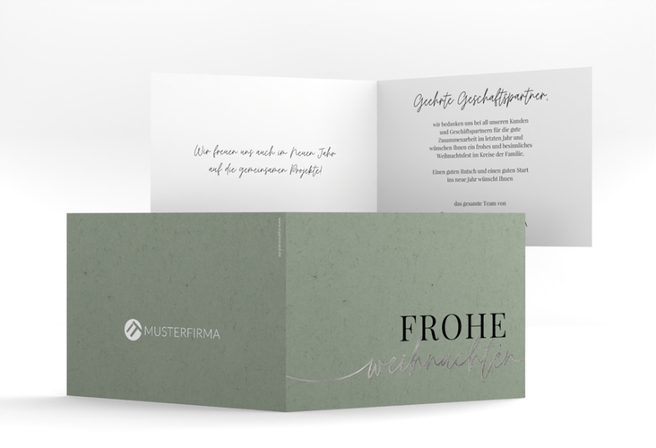 Geschäftliche Weihnachtskarte Relax A6 Klappkarte quer silber