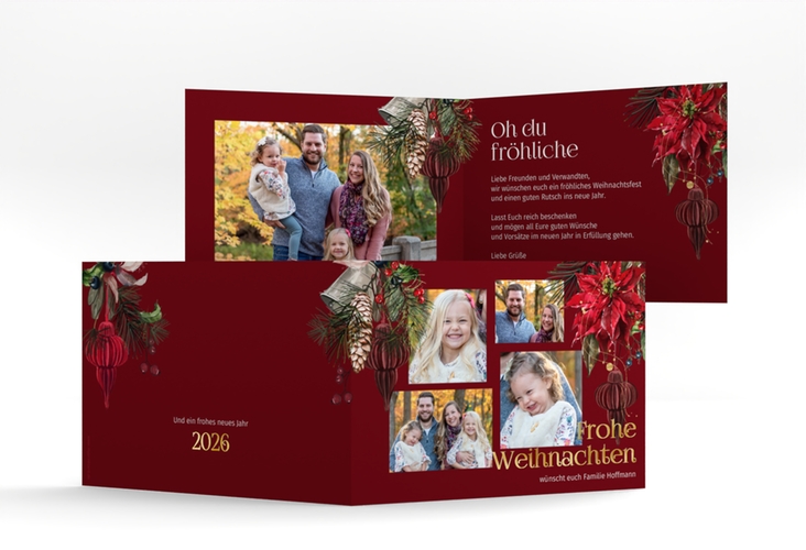 Weihnachtskarte Weihnachtsstern A6 Klappkarte quer gold