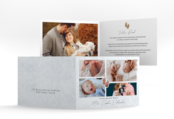 Geburtskarte Ganzer Stolz A6 Klappkarte quer rosegold