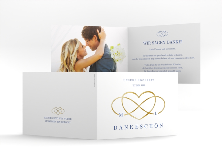 Danksagungskarte Hochzeit Infinity A6 Klappkarte quer gold