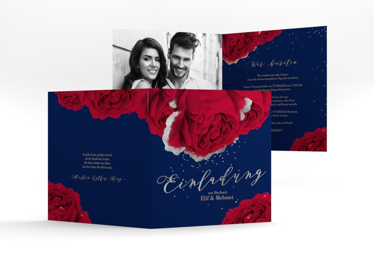 Hochzeitseinladung Cherie quadr. Klappkarte silber