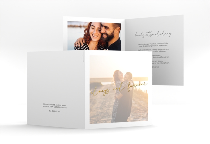 Hochzeitseinladung Lucent quadr. Klappkarte gold