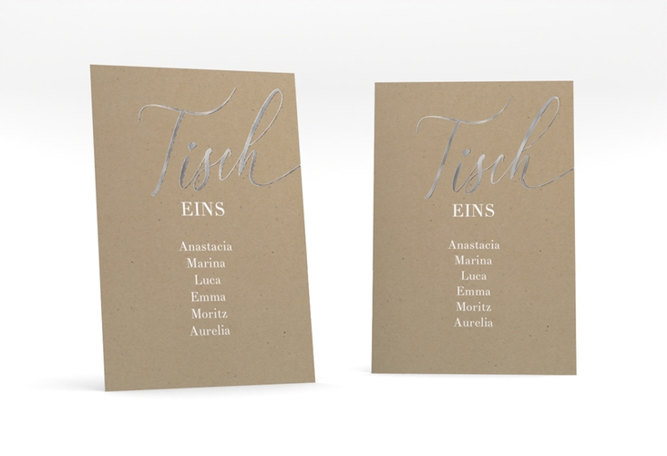 Tischaufsteller Hochzeit Kalligrafie Tischaufsteller silber