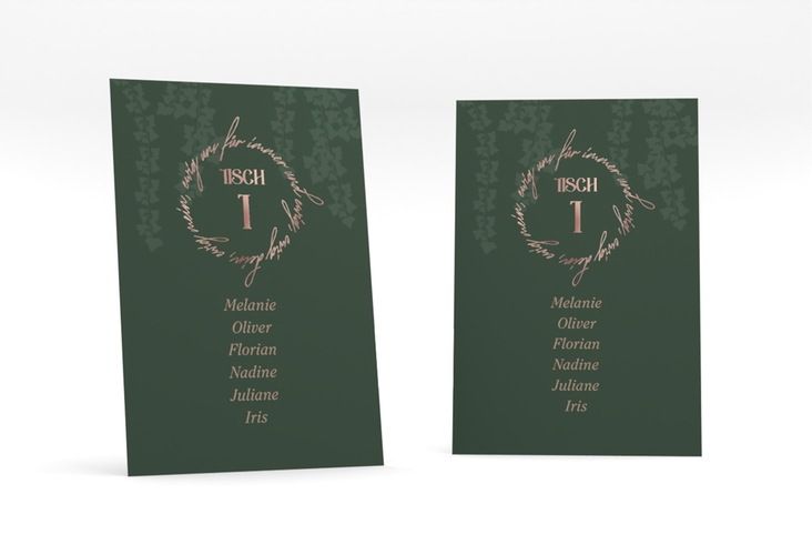 Tischaufsteller Hochzeit Efeugrün Tischaufsteller rosegold im Fantasy-Elfen-Design mit Efeu