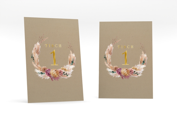 Tischnummer Hochzeit Bohochic Tischaufsteller gold