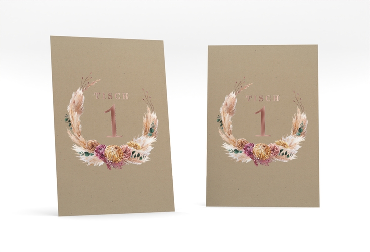 Tischnummer Hochzeit Bohochic Tischaufsteller rosegold