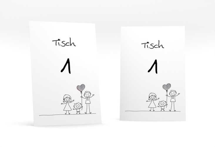 Tischnummer Hochzeit Family Tischaufsteller silber