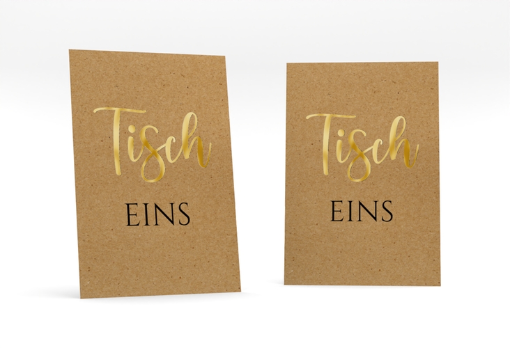 Tischnummer Hochzeit Noble Tischaufsteller gold mit elegantem Schriftzug