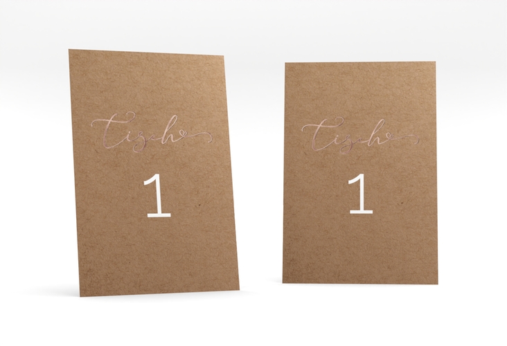 Tischnummer Hochzeit Jawort Tischaufsteller rosegold modern minimalistisch mit veredelter Aufschrift