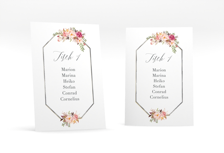 Tischaufsteller Hochzeit Prachtvoll Tischaufsteller silber