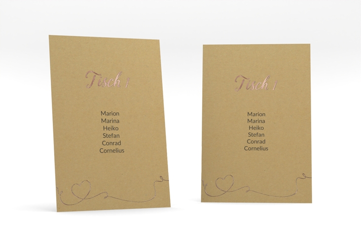 Tischaufsteller Hochzeit Herzensbund Tischaufsteller rosegold