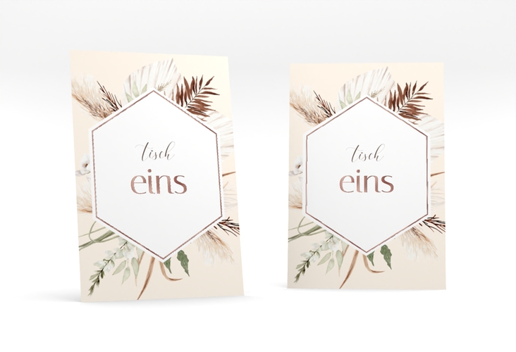 Tischnummer Hochzeit Bohemian Tischaufsteller rosegold