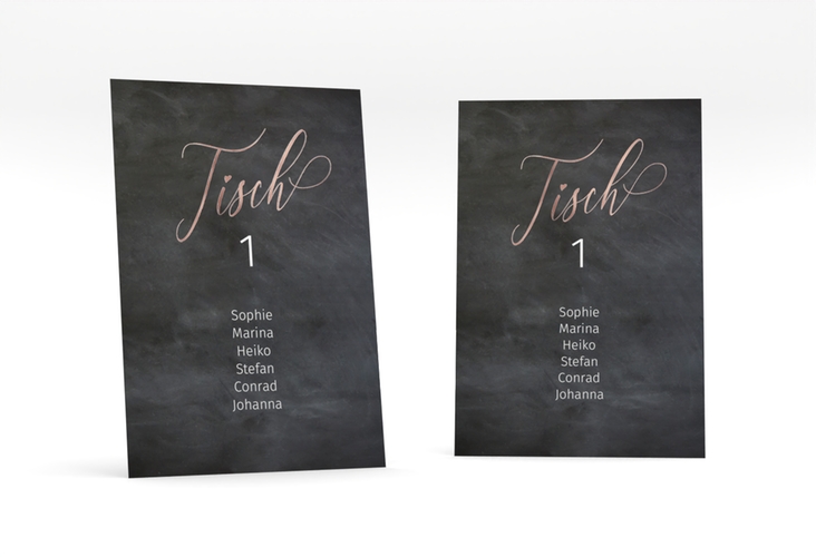 Tischaufsteller Hochzeit Chalkboard Tischaufsteller rosegold mit Folien-Veredelung