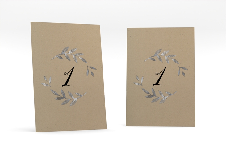 Tischnummer Hochzeit Naturelove Tischaufsteller silber