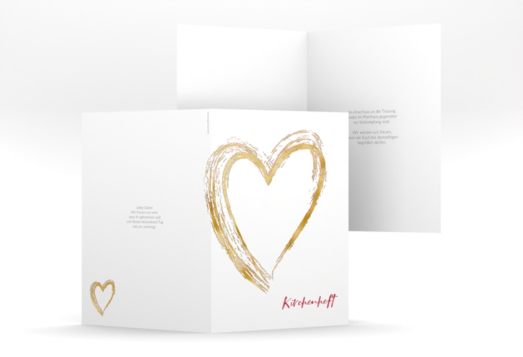 Kirchenheft Hochzeit Liebe A5 Klappkarte hoch rot gold