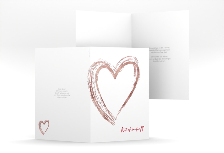 Kirchenheft Hochzeit Liebe A5 Klappkarte hoch rot rosegold