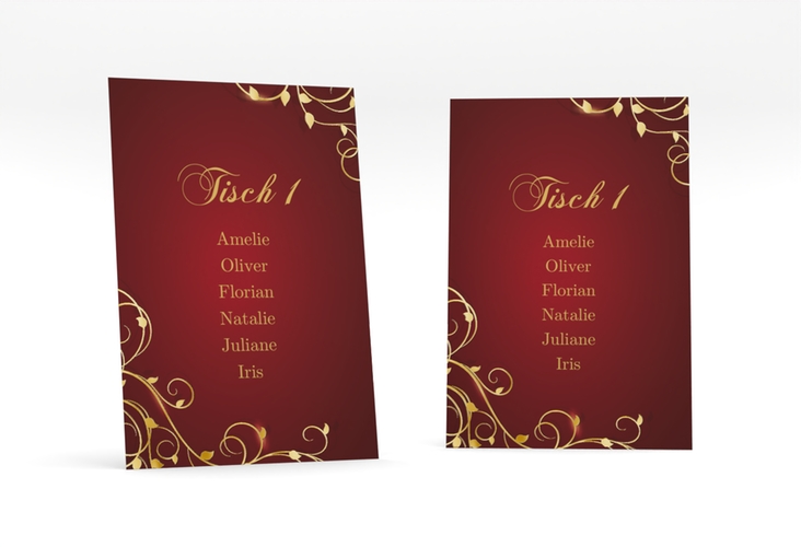 Tischaufsteller Hochzeit Eternity Tischaufsteller rot gold