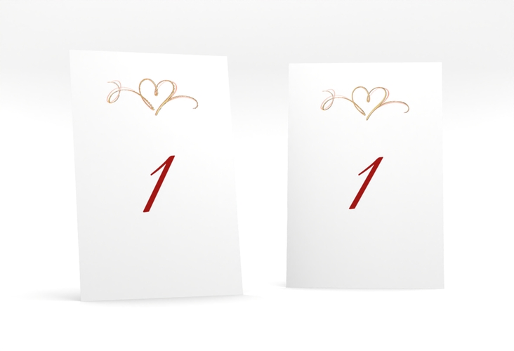 Tischnummer Hochzeit Envie Tischaufsteller rot gold