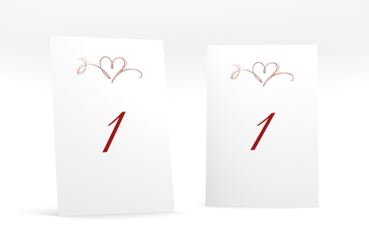 Tischnummer Hochzeit Envie Tischaufsteller rot rosegold