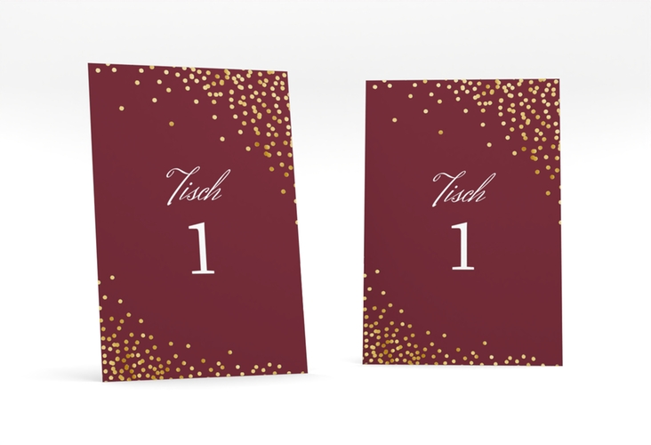 Tischnummer Hochzeit Glitter Tischaufsteller rot gold