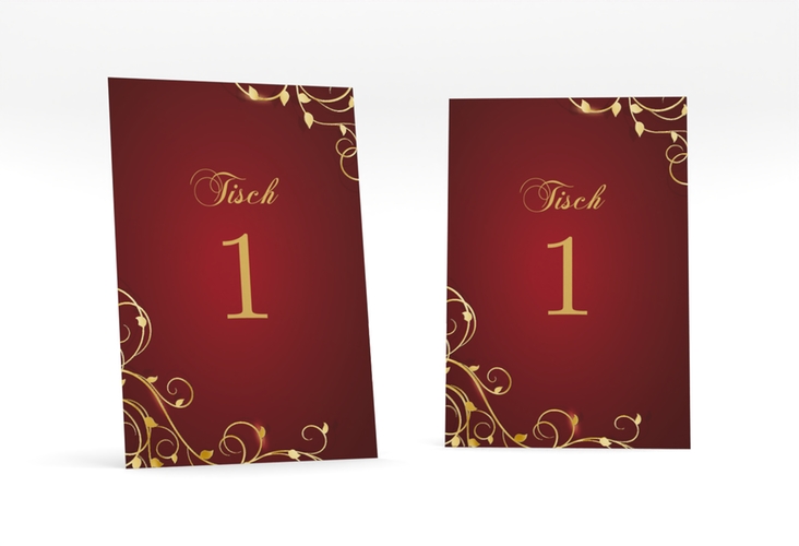 Tischnummer Hochzeit Eternity Tischaufsteller rot gold
