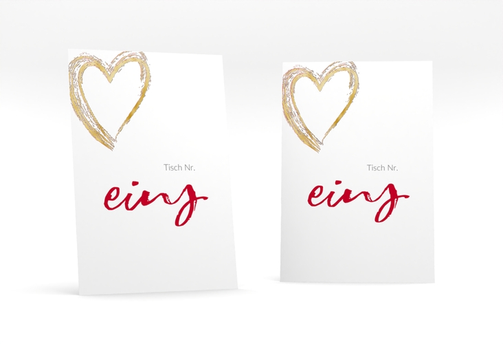 Tischnummer Hochzeit Liebe Tischaufsteller rot gold