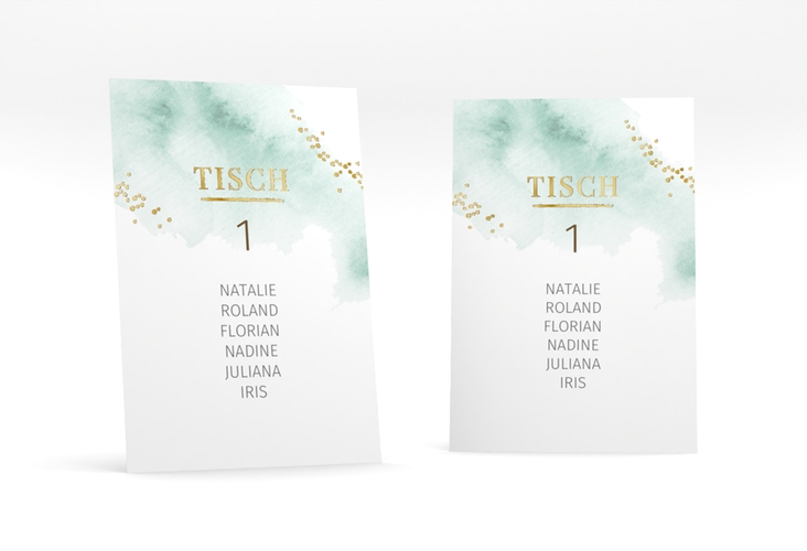 Tischaufsteller Hochzeit Pastell Tischaufsteller mint gold