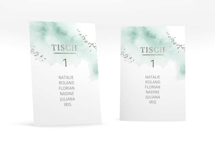 Tischaufsteller Hochzeit Pastell Tischaufsteller mint silber