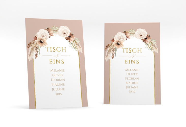 Tischaufsteller Hochzeit Blumenbogen Tischaufsteller rosa gold