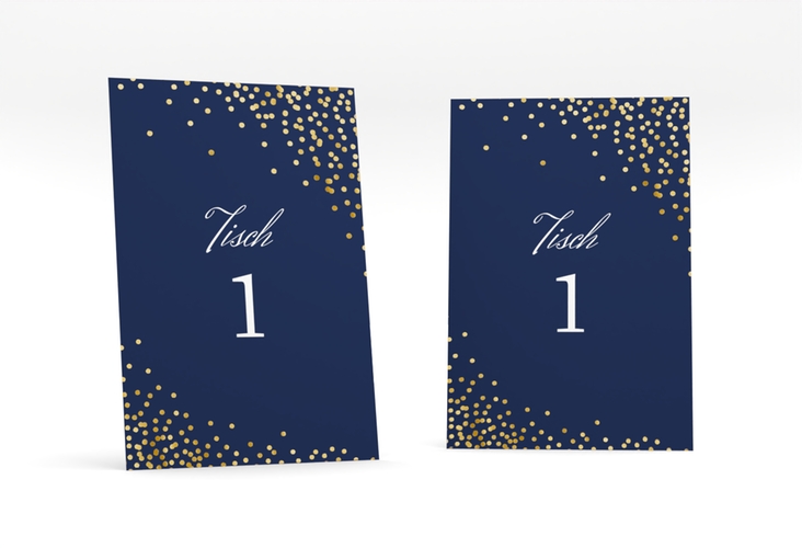 Tischnummer Hochzeit Glitter Tischaufsteller blau gold