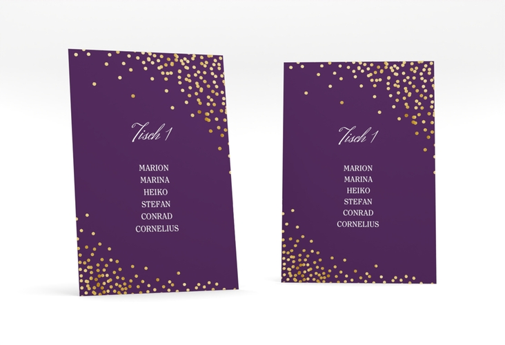 Tischaufsteller Hochzeit Glitter Tischaufsteller lila gold