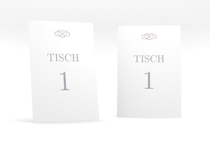 Tischnummer Hochzeit Infinity Tischaufsteller grau rosegold