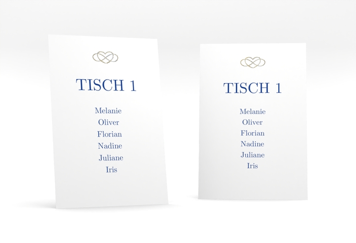 Tischaufsteller Hochzeit Infinity Tischaufsteller blau gold