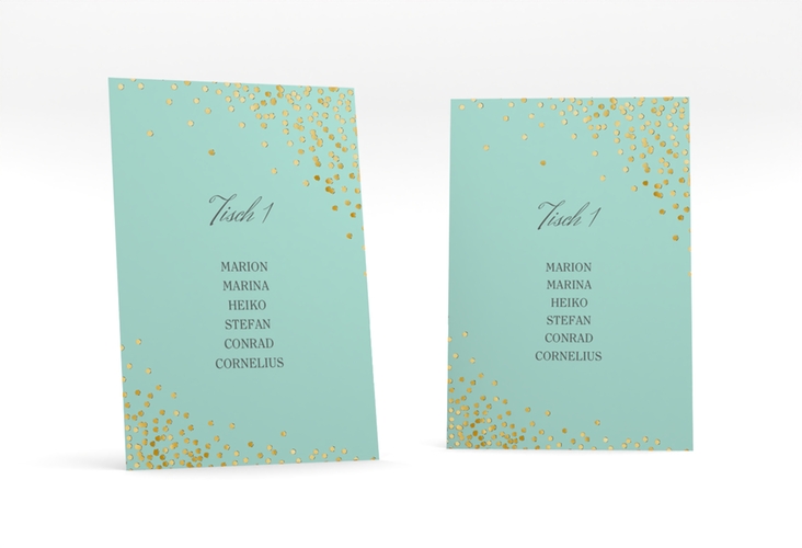 Tischaufsteller Hochzeit Glitter Tischaufsteller mint gold