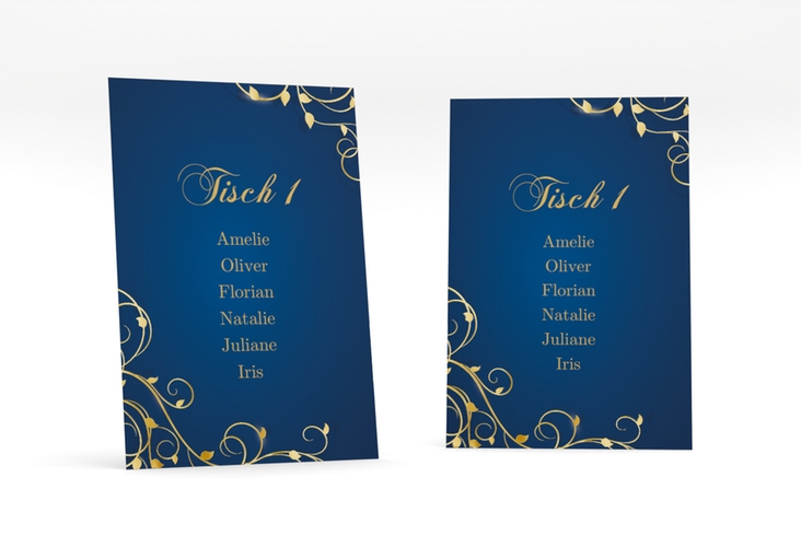 Tischaufsteller Hochzeit Eternity Tischaufsteller blau gold
