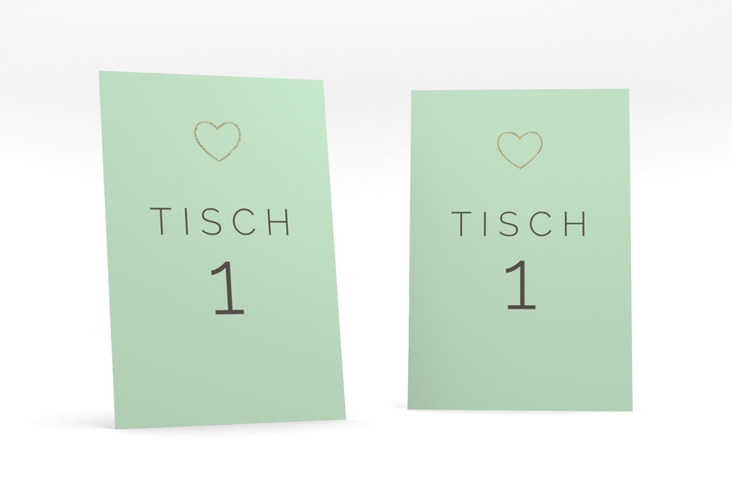 Tischnummer Hochzeit Lebenstraum Tischaufsteller mint gold