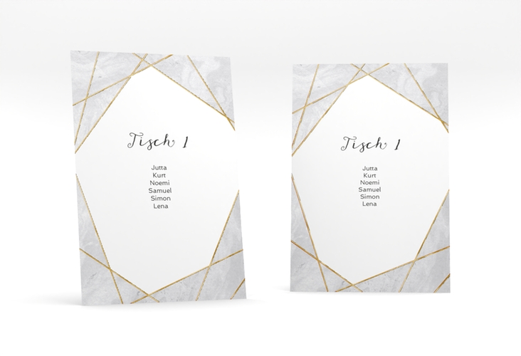 Tischaufsteller Hochzeit Asymmetry Tischaufsteller grau gold