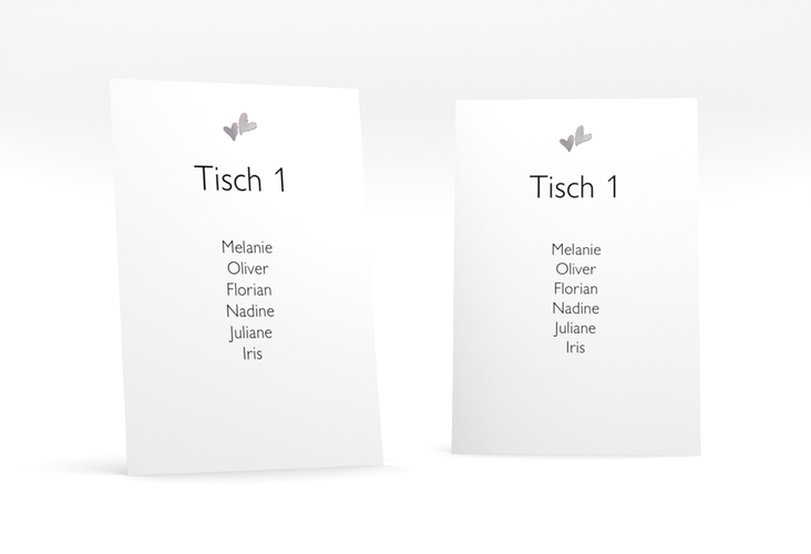 Tischaufsteller Hochzeit Twohearts Tischaufsteller pink silber