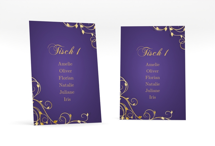 Tischaufsteller Hochzeit Eternity Tischaufsteller lila gold