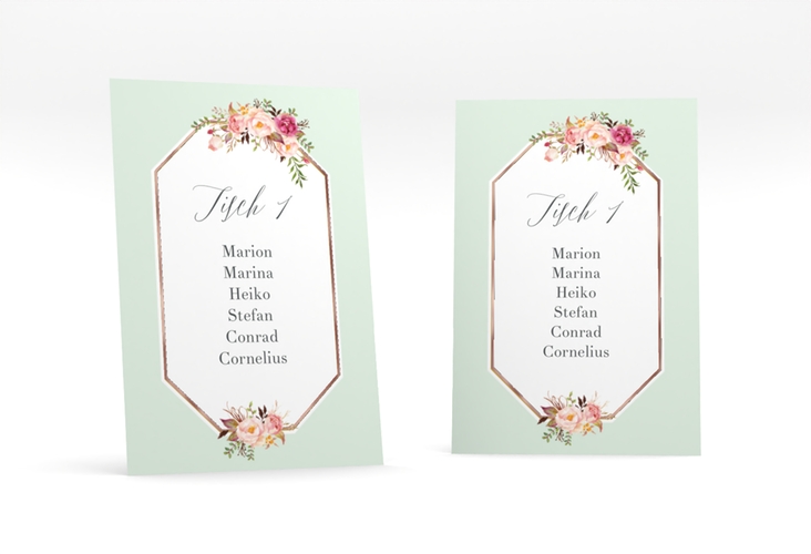 Tischaufsteller Hochzeit Prachtvoll Tischaufsteller mint rosegold
