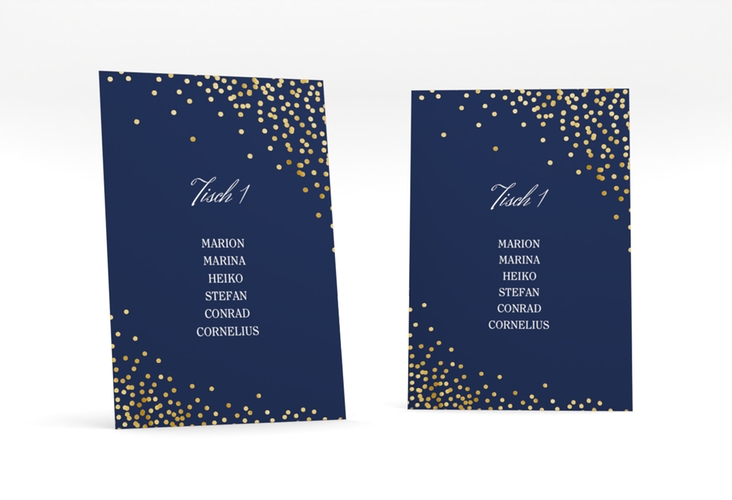 Tischaufsteller Hochzeit Glitter Tischaufsteller blau gold