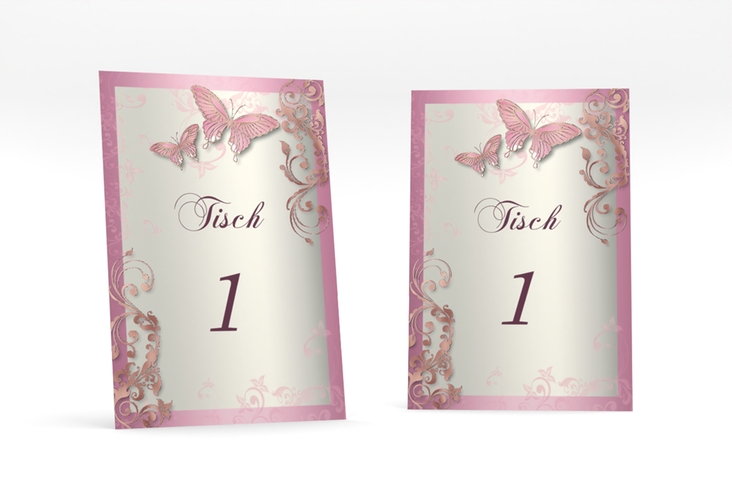 Tischnummer Hochzeit Toulouse Tischaufsteller rosa rosegold